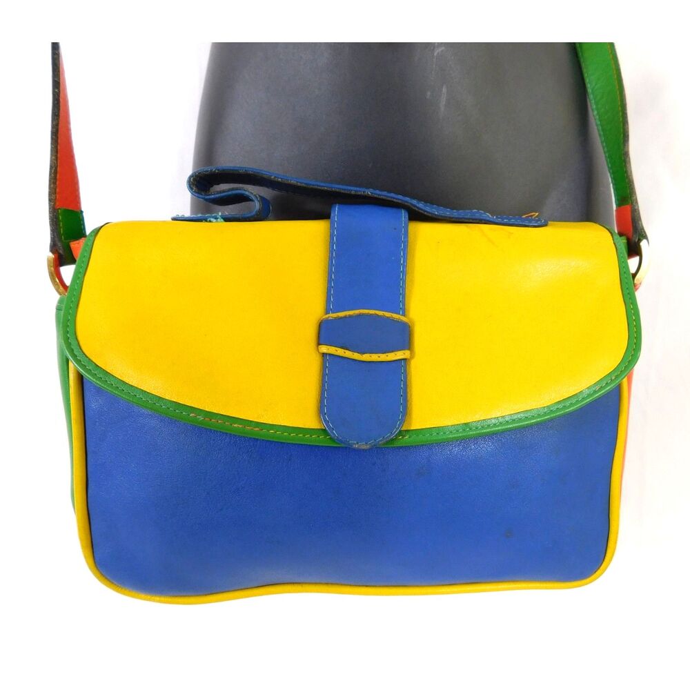 Vintage 80's Lisette Color-Block Leather Crossbody Purse